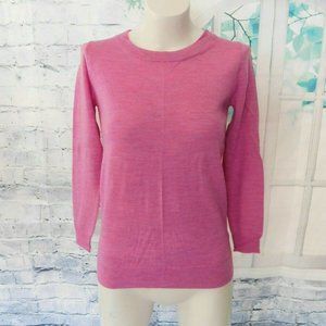 J.Crew Solid Pink Merino Wool Crew Neck 3/4 Sleeve Pullover Sweater Top - XS